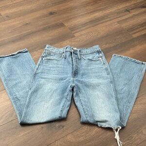 Madewell High Rise Bootcut Jeans Size 27 Light Wash Denim Raw Hem Flare